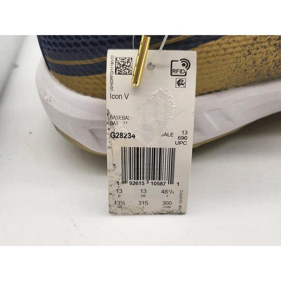 Adidas Icon V Boost Baseball Cleats Men's 13.5 Navy Gold Metal Three Stripe Life - Picture 11 of 13